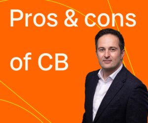 News Posting Graphic with the heading: Pros & cons of CB and a photo of our CEO Clemens Leitner